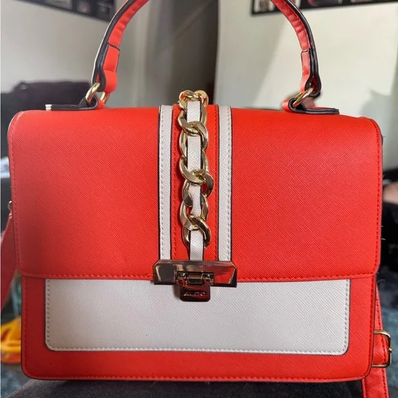 Aldo Orange & White Annie Brooke Satchel - Picture 4 of 15
